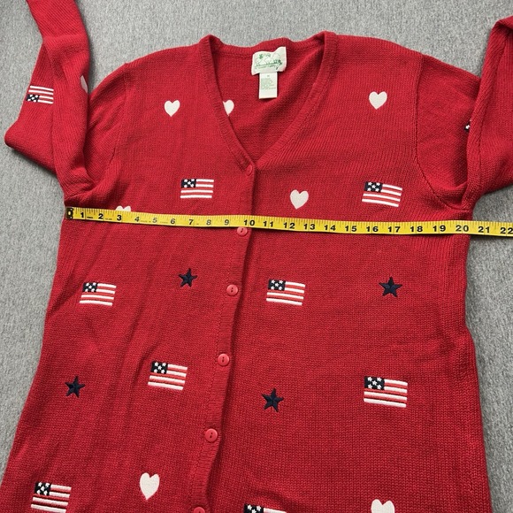 Quacker Factory Cardigan Sweater Womens Medium USA American Flag 4th of July Red - Picture 6 of 10
